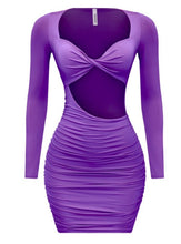 Load image into Gallery viewer, Front twist purple  mini dress
